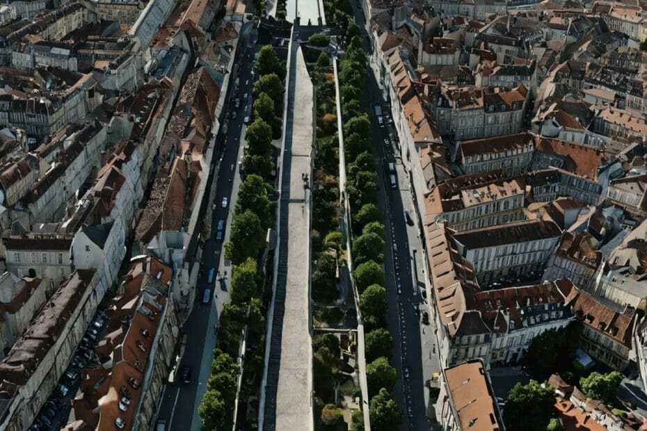 Vue aérienne de Metz, centre-ville