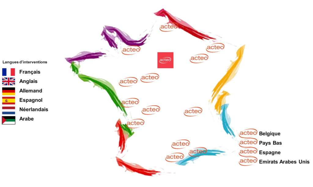 Carte représentatrice des collaborateurs d'Acteo consulting en France